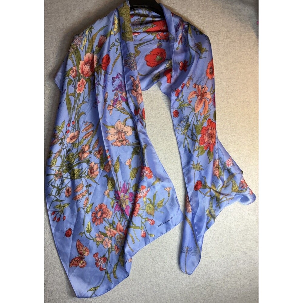 Vince Camuto Scarf Satiny Floral Nature Summer Purse Charm